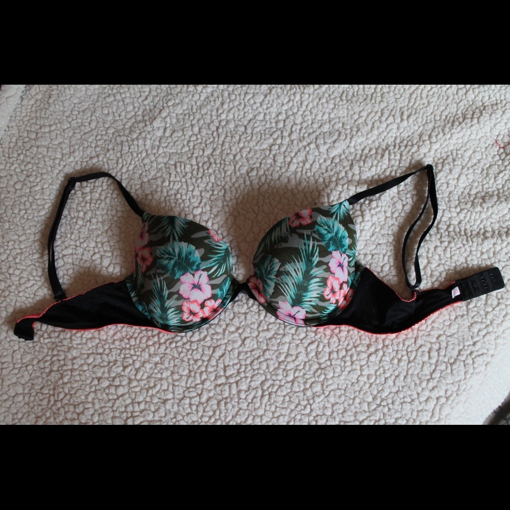 PINK Victoria Secret Floral Push Up Bra